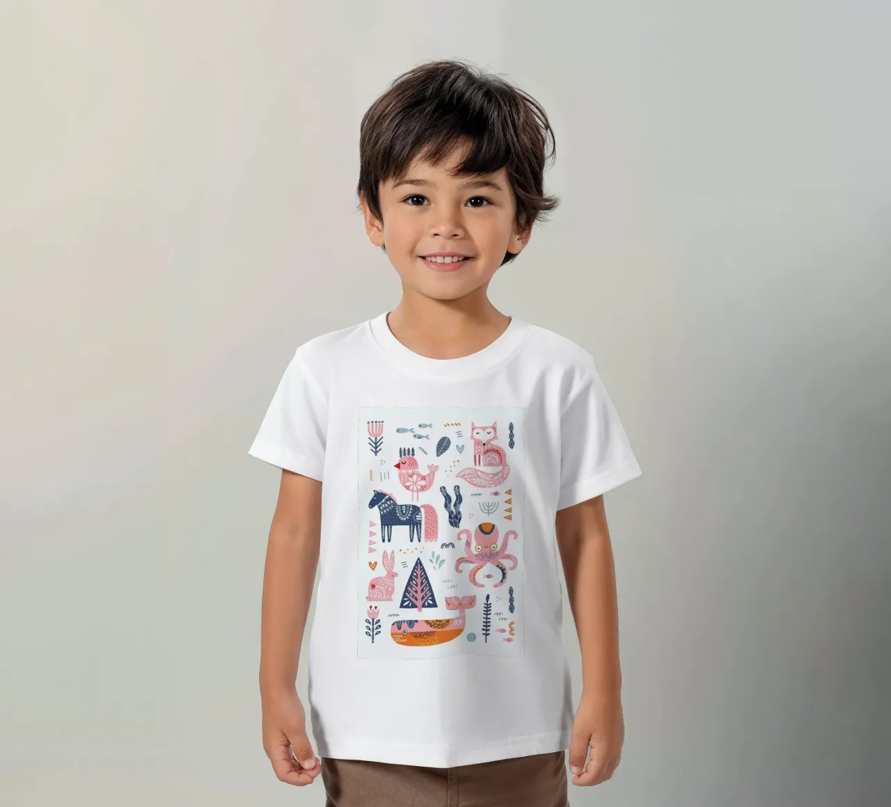 Patchwork Animals t-shirt bambini da Little Flourishes