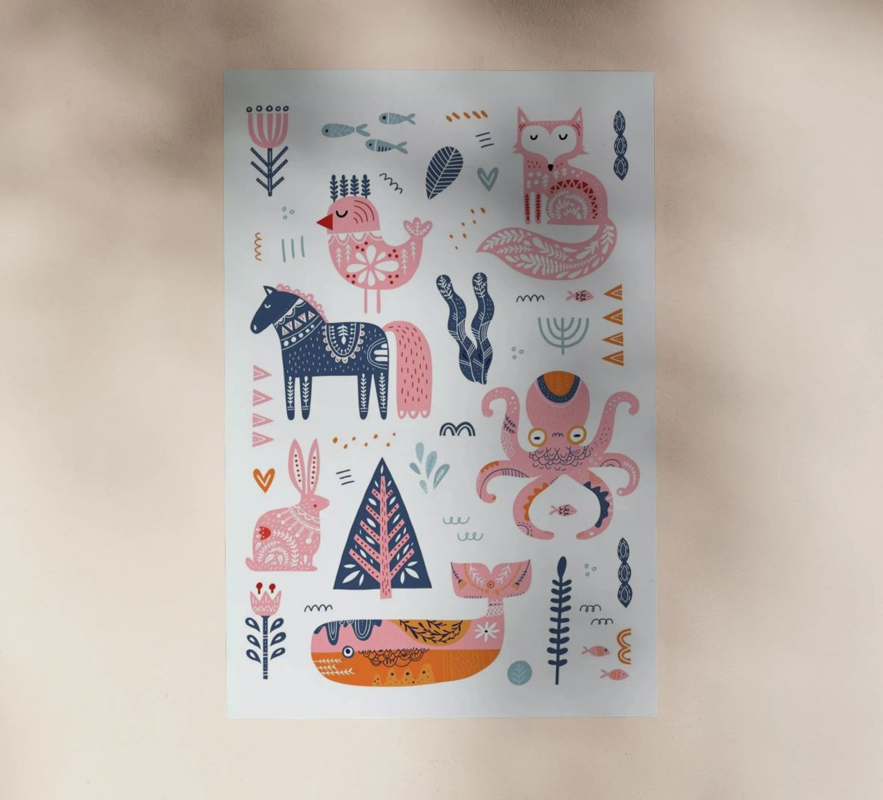 Patchwork Animals lámina retroiluminada de Little Flourishes