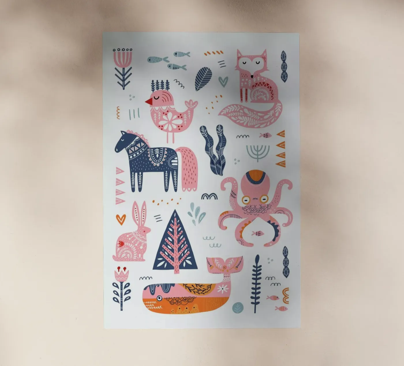 Patchwork Animals Backlit Folie von Little Flourishes