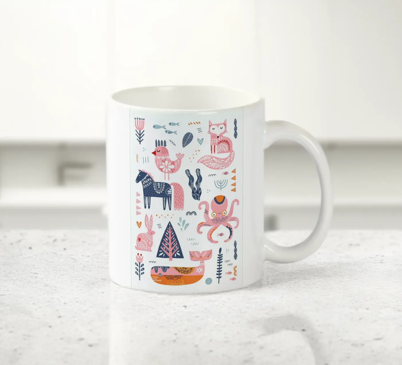 Patchwork Animals ceramic mug by Little Flourishes