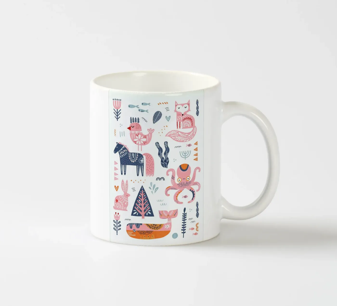 Patchwork Animals ceramic mug by Little Flourishes