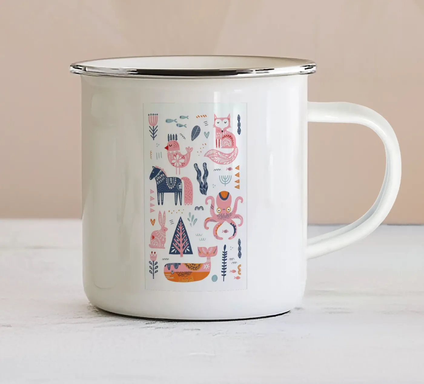 Patchwork Animals mug en émail de Little Flourishes