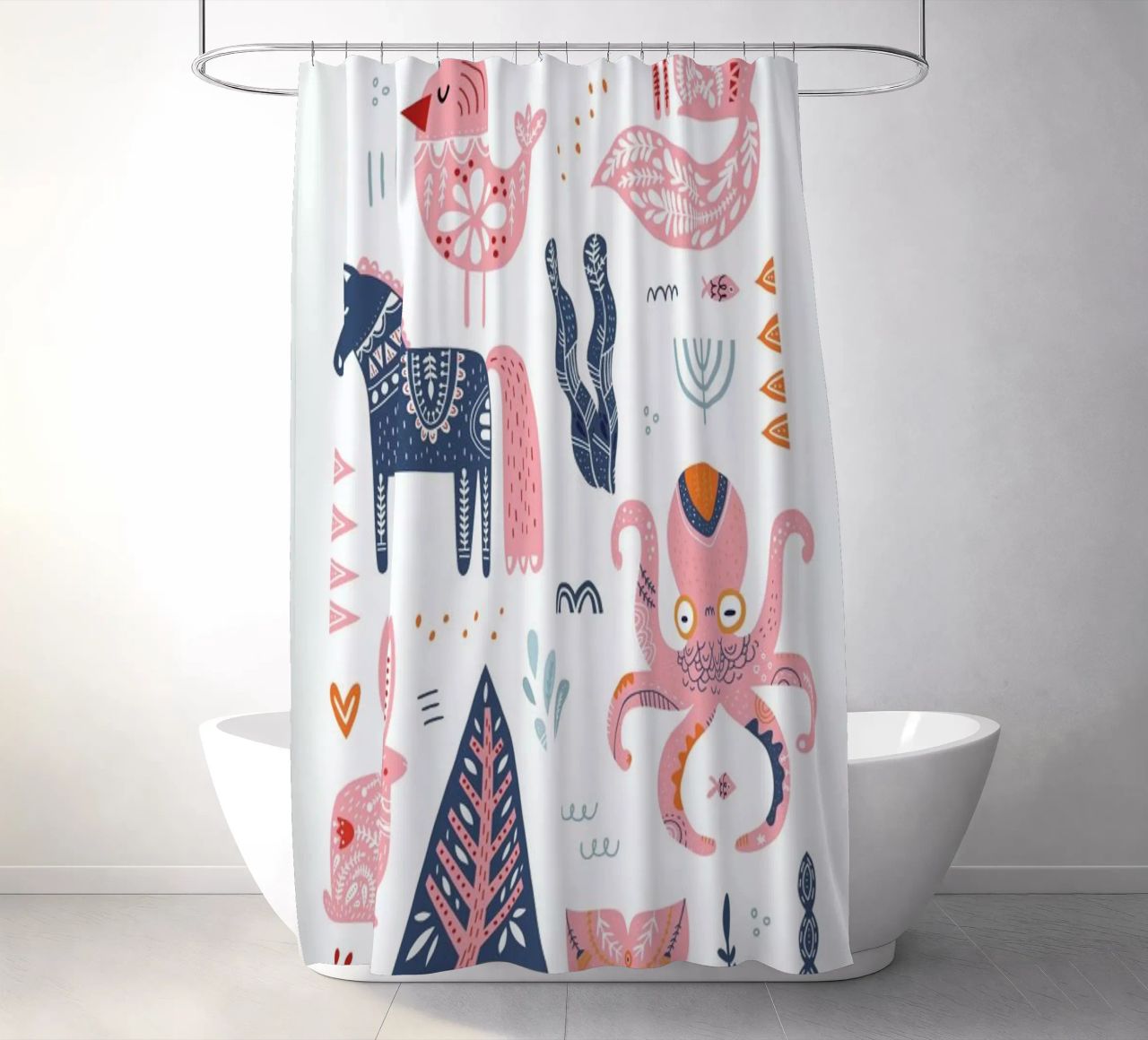 Patchwork Animals cortina de baño de Little Flourishes