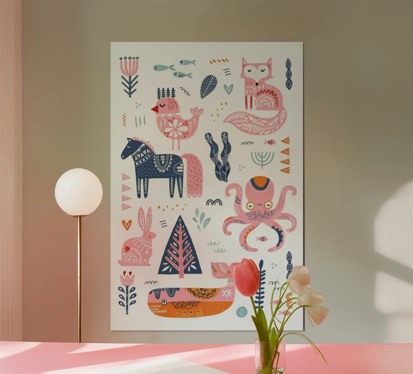 Patchwork Animals poster by Little Flourishes