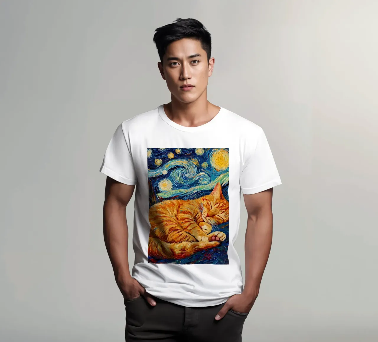 Gatto arancione che dorme t-shirt da Adrian Patel