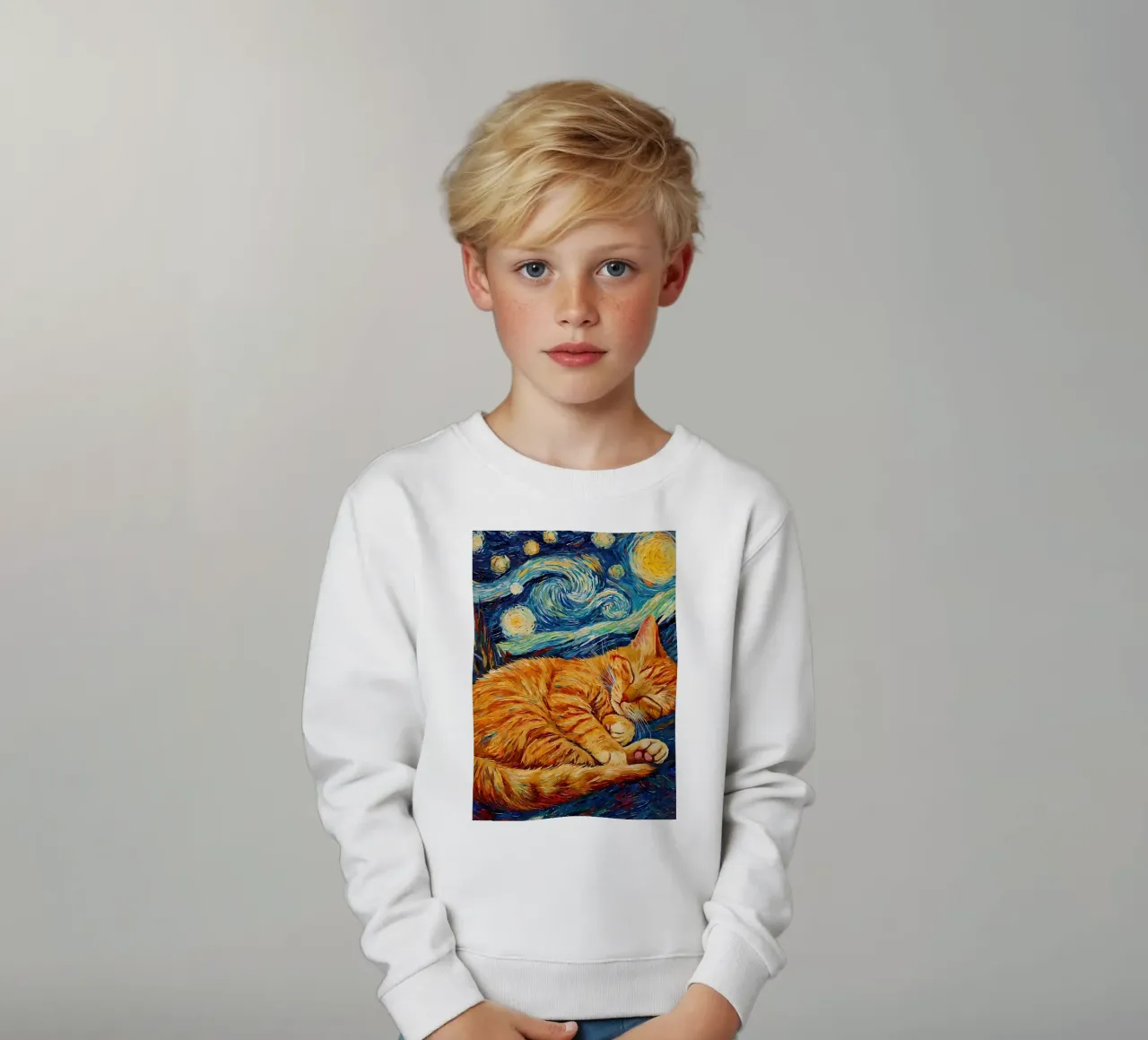 Orangefarbenes Katzenjunges schlafend Kinder Sweatshirt von Adrian Patel