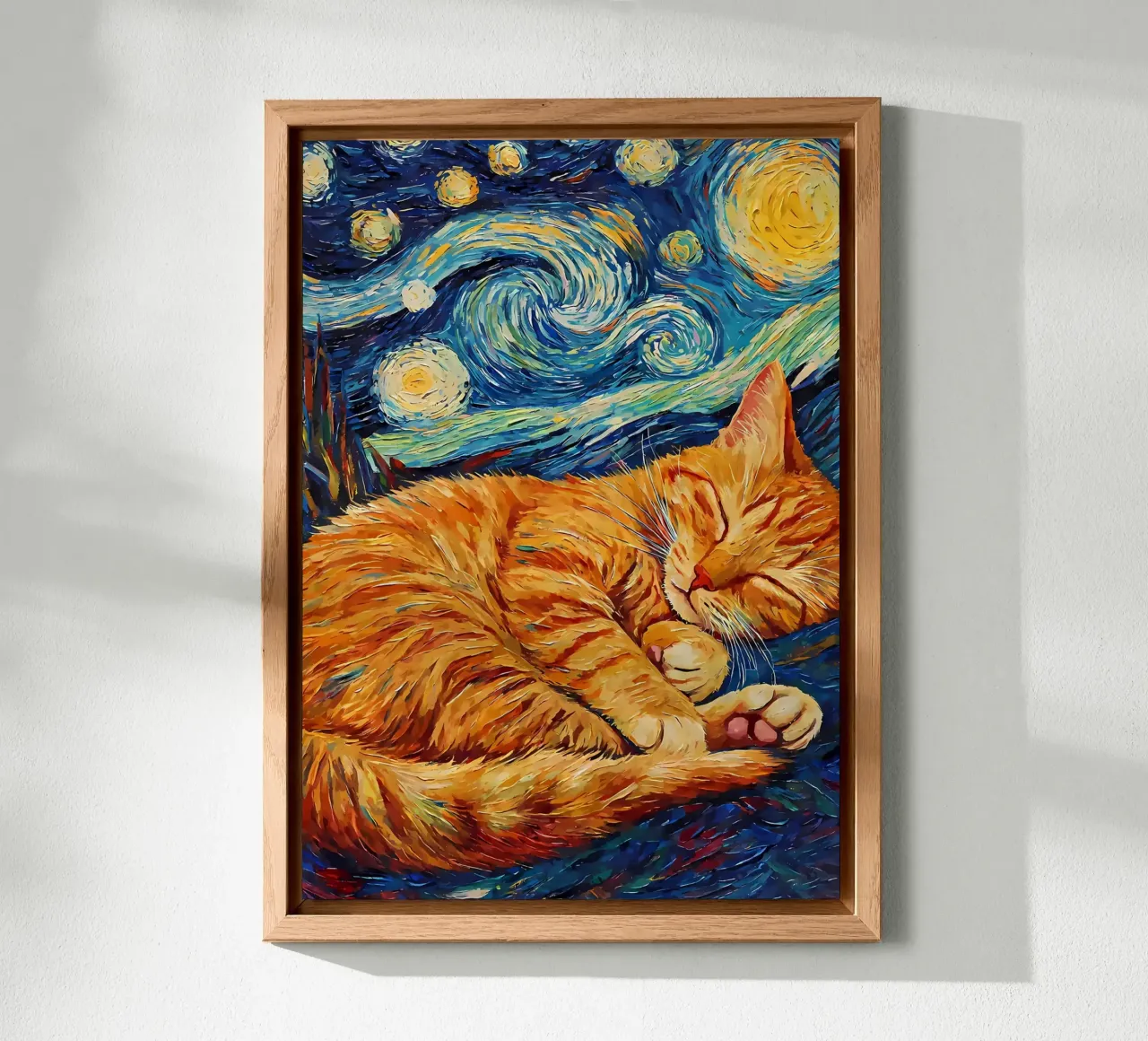 Gatto arancione che dorme alluminio dibond da Adrian Patel