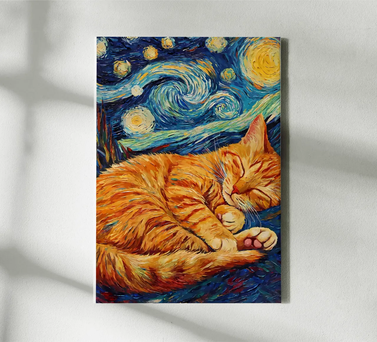 Oranje kat kitten slaapt canvas met Baklijst van Adrian Patel
