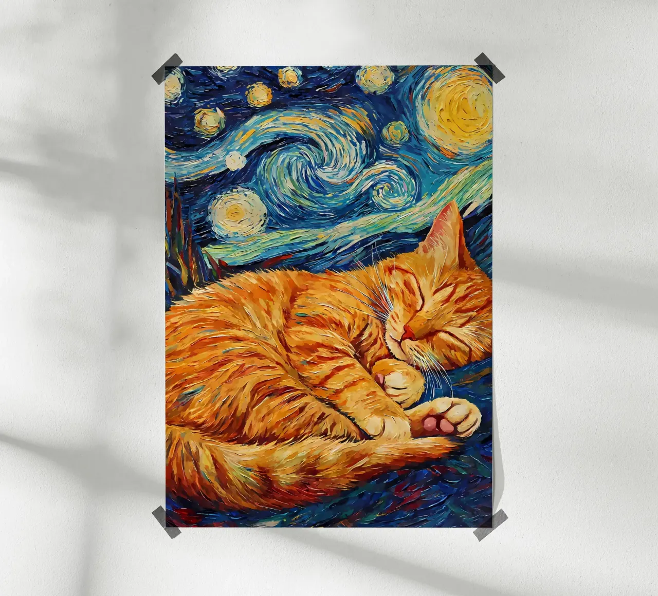 Orange Cat Kitten Sleeping hahnemühle by Adrian Patel