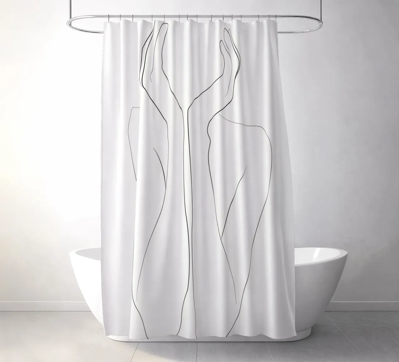 Hands on face lineart shower curtain by Aiden Garcia