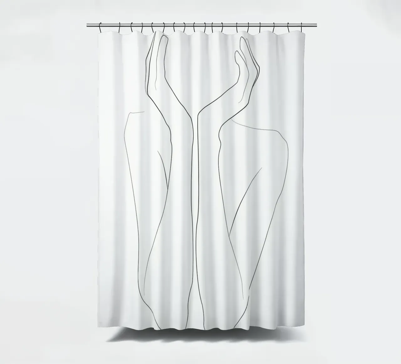 Hands on face lineart shower curtain by Aiden Garcia