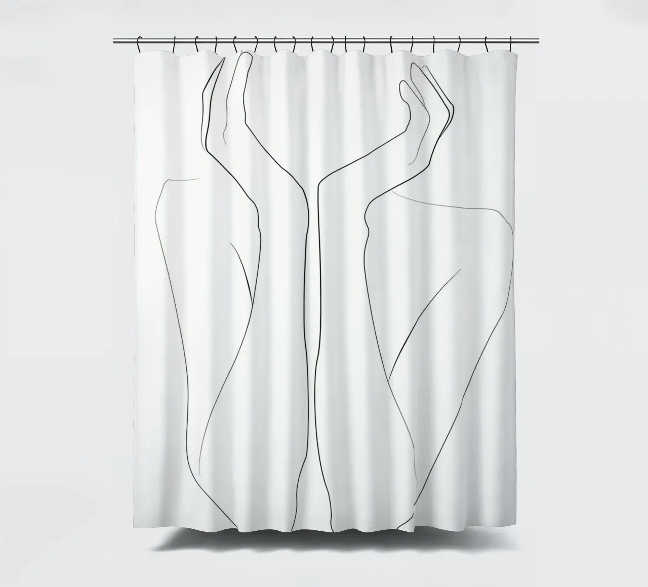 Hands on face lineart shower curtain by Aiden Garcia