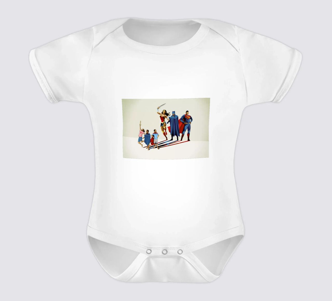 Super Shadows Trinity short-sleeve baby romper by Jason Ratliff
