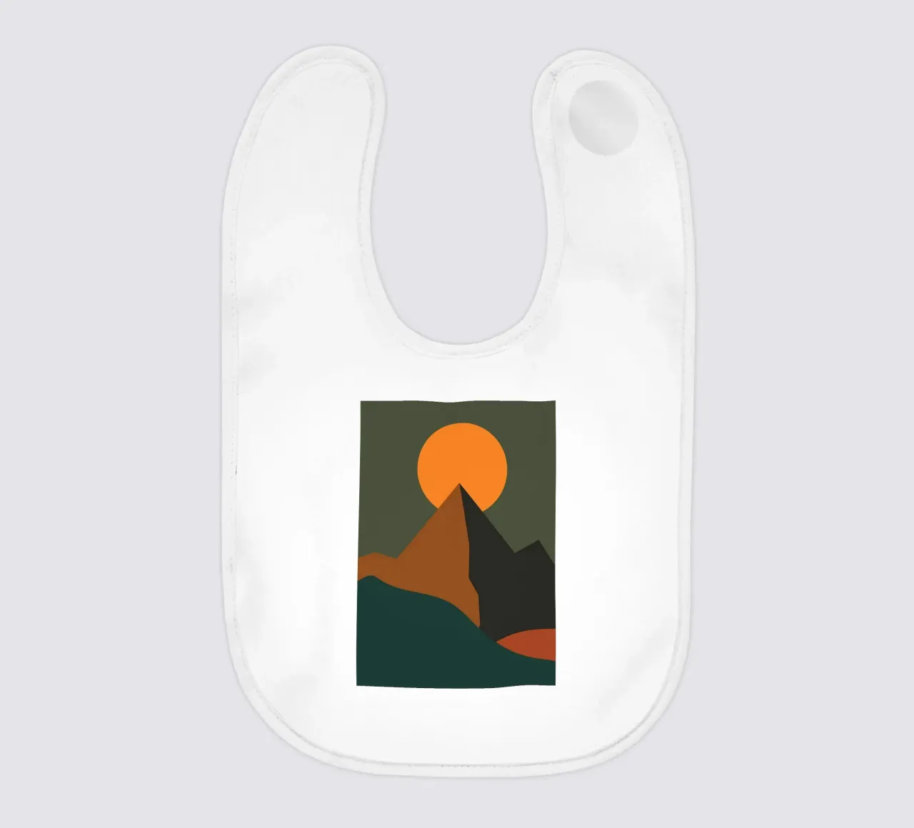 Green mountain with Sun baby bib by Bartosz Powalka