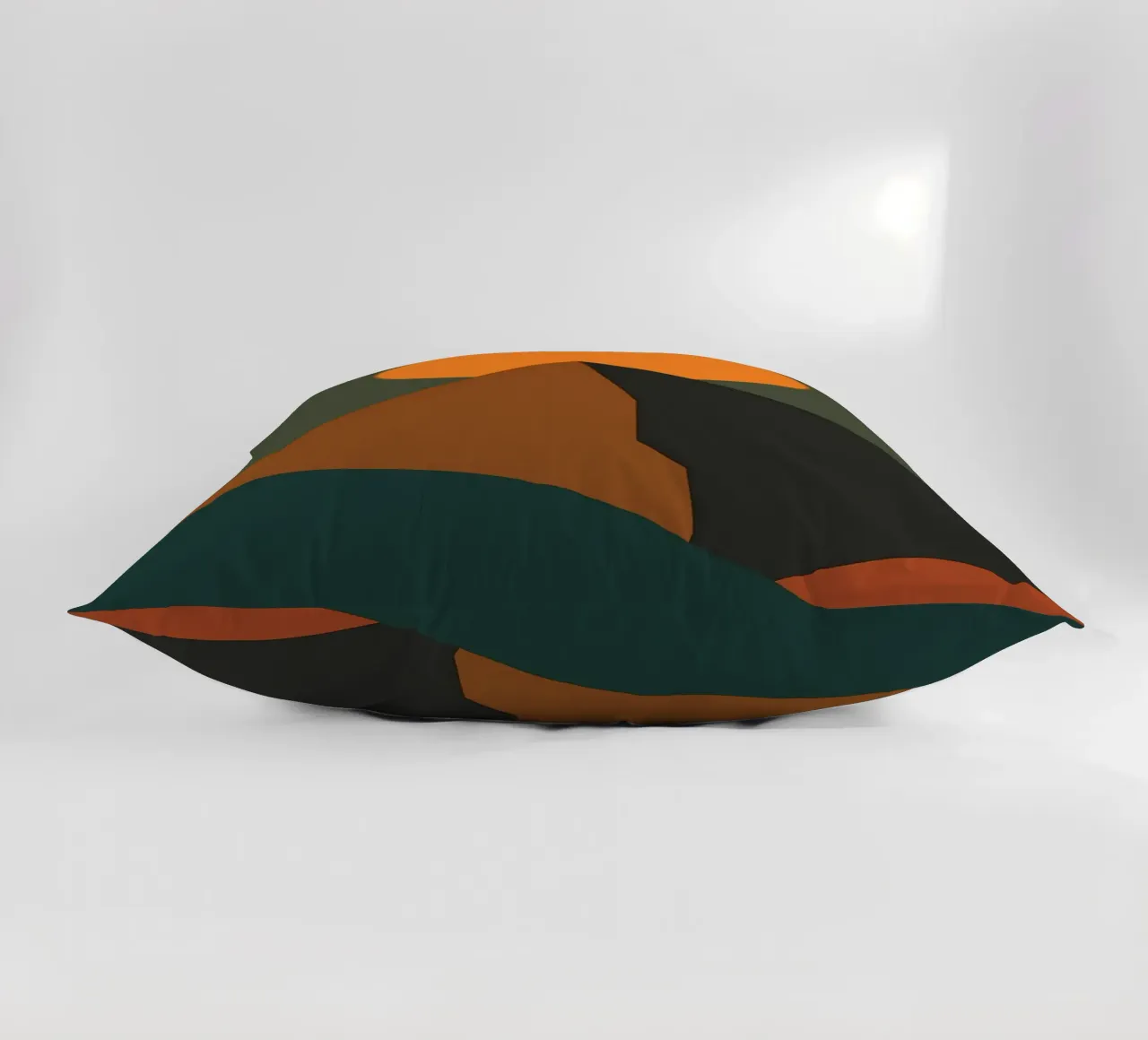 Green mountain with Sun decorative cushion by Bartosz Powalka