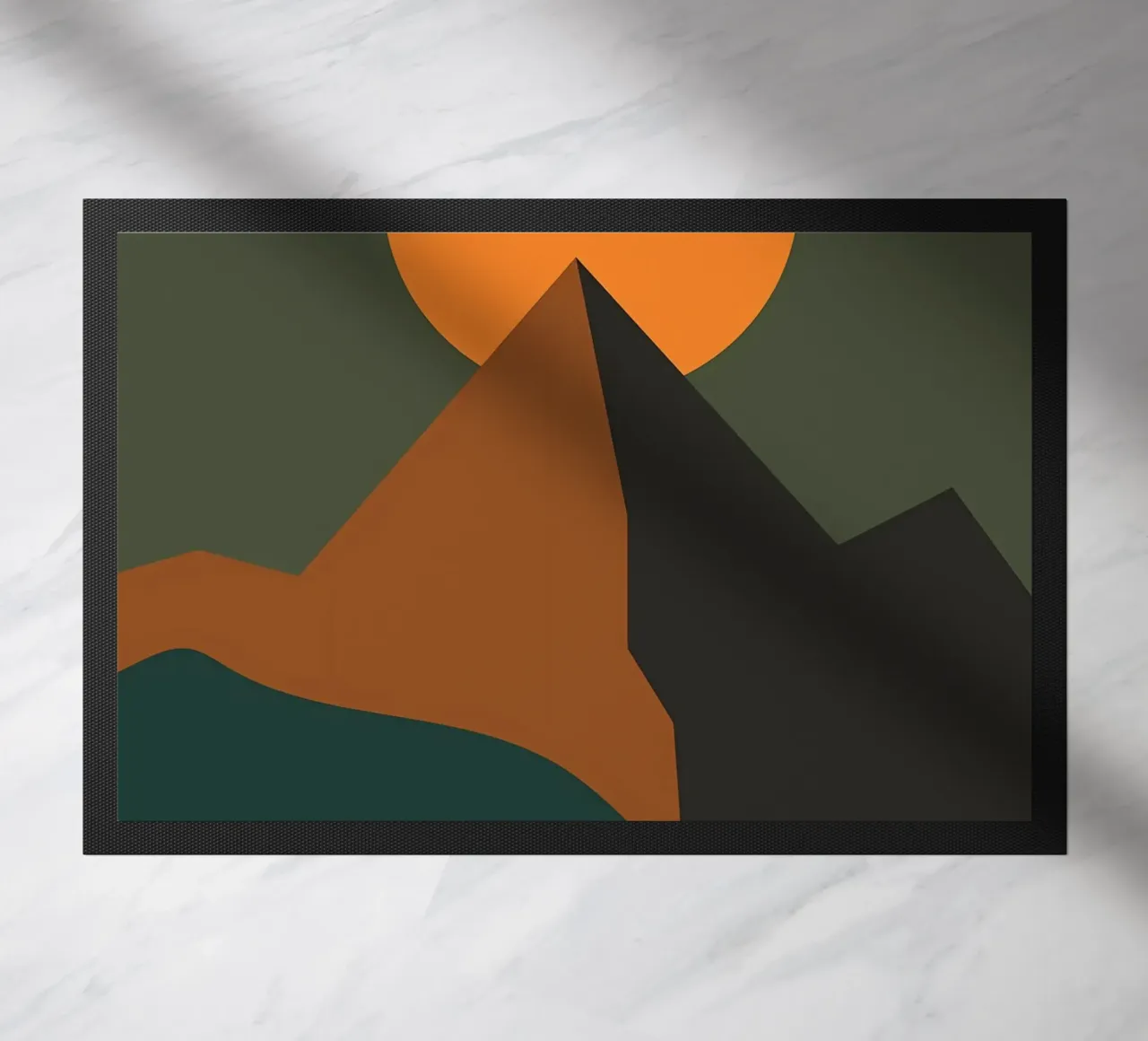 Green mountain with Sun doormat by Bartosz Powalka