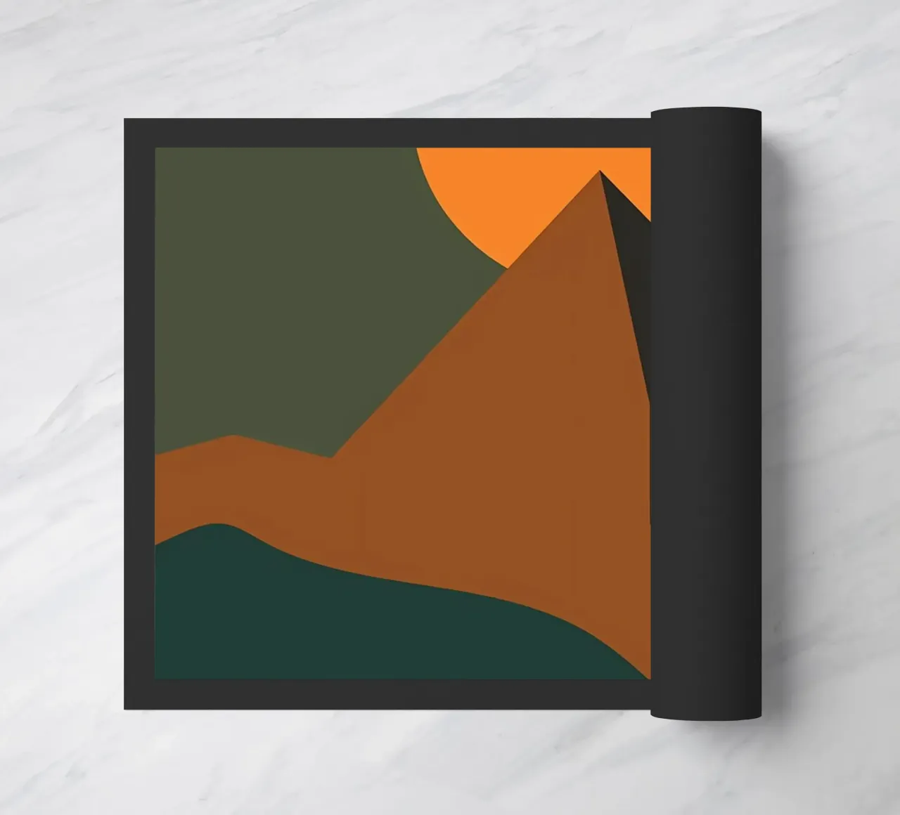 Green mountain with Sun doormat by Bartosz Powalka