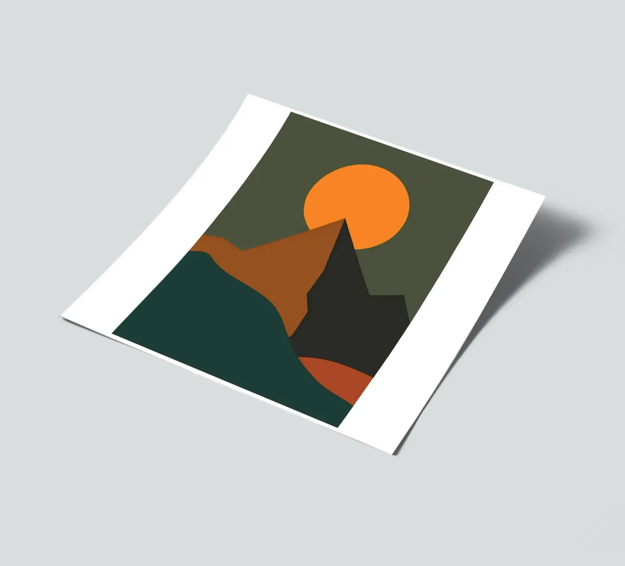 Green mountain with Sun sticker sheet by Bartosz Powalka