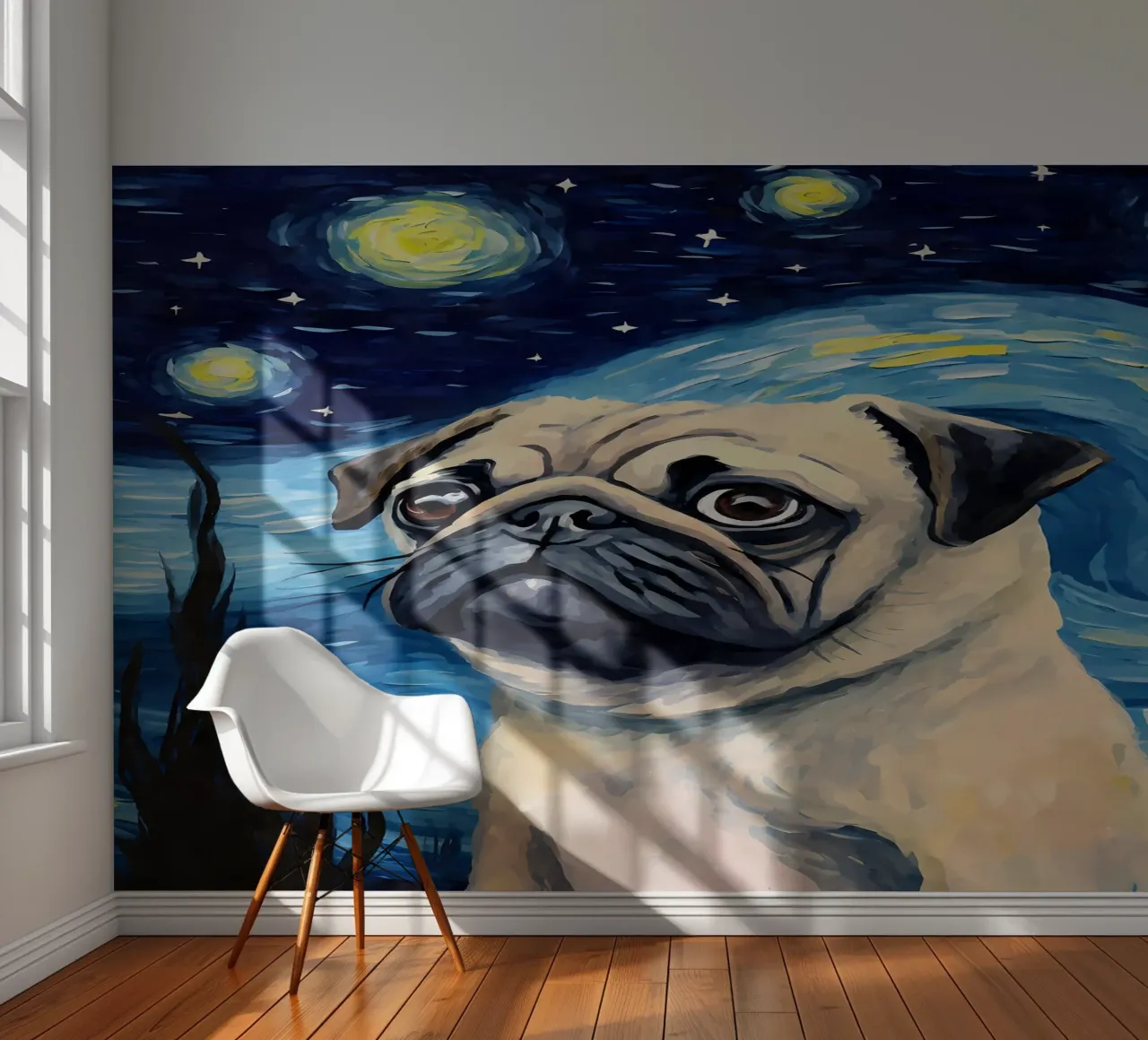 Pug Dog Starry Night photo wallpaper by Adrian Patel