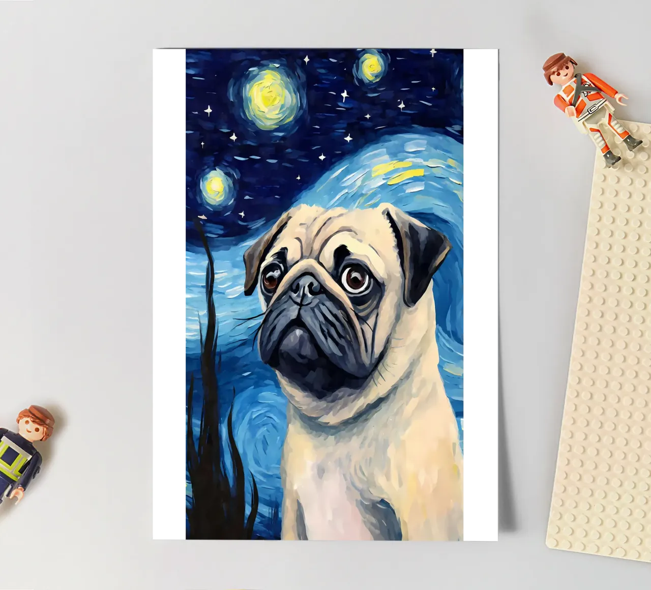 Pug Dog Starry Night sticker sheet by Adrian Patel