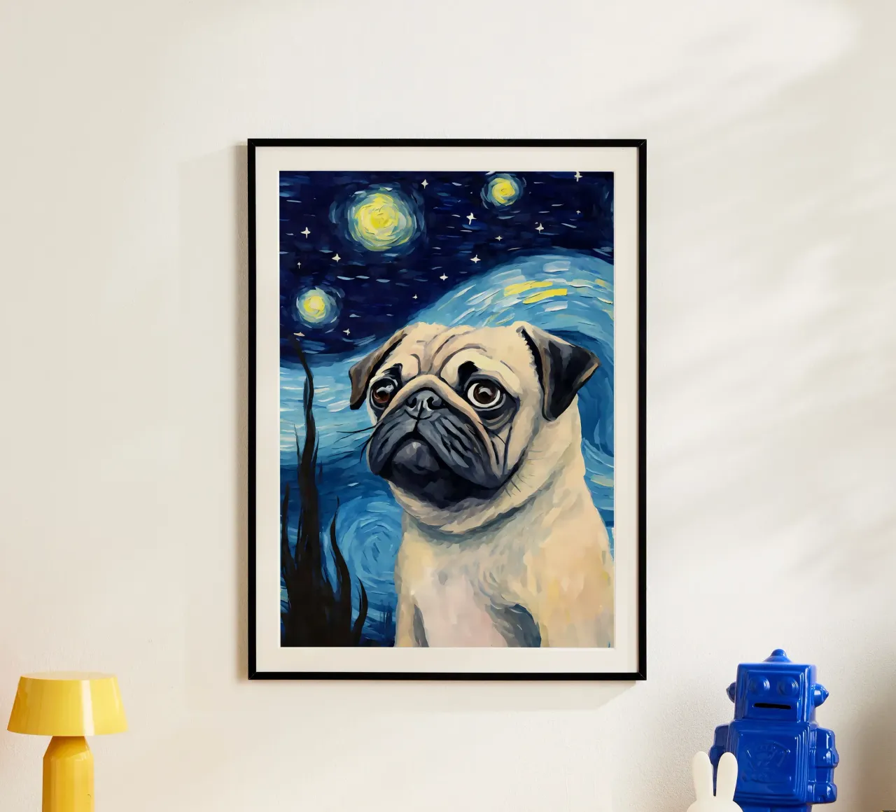 Cane carlino Notte stellata carta hahnemühle da Adrian Patel