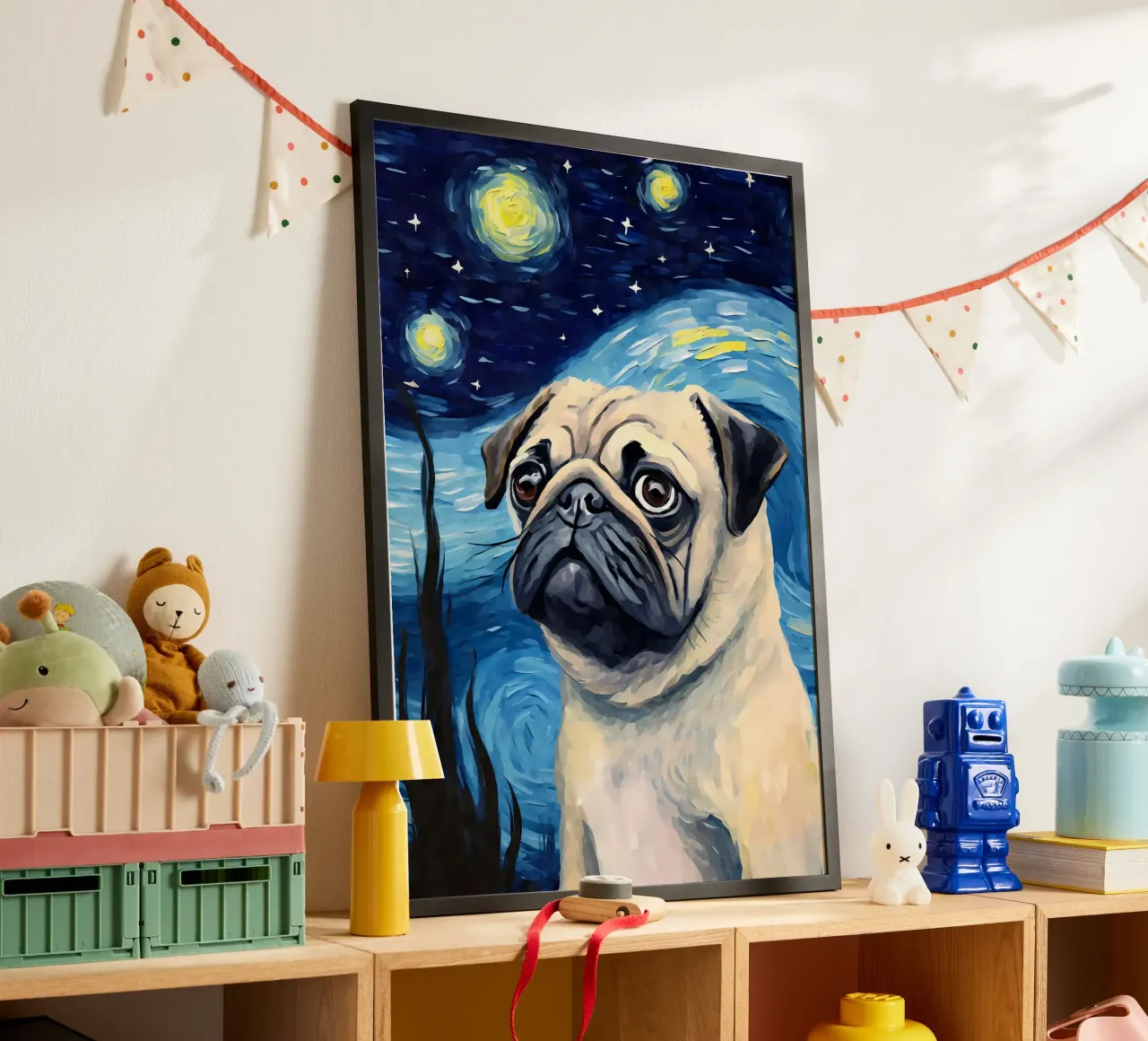 Cane carlino Notte stellata carta hahnemühle da Adrian Patel
