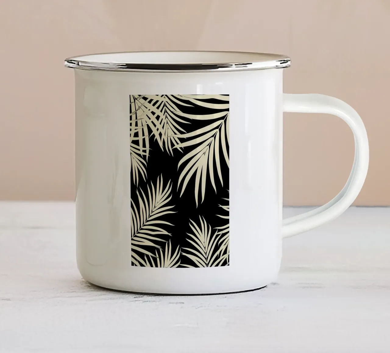 Modello di foglie di palma 9 tazza in smalto da Nicholas Campbell