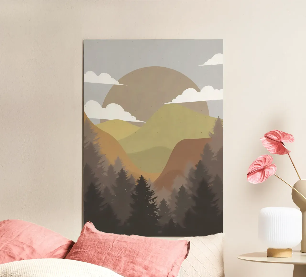 Montaggio a illustrazione piatta poster con telaio in legno da Bartosz Powalka