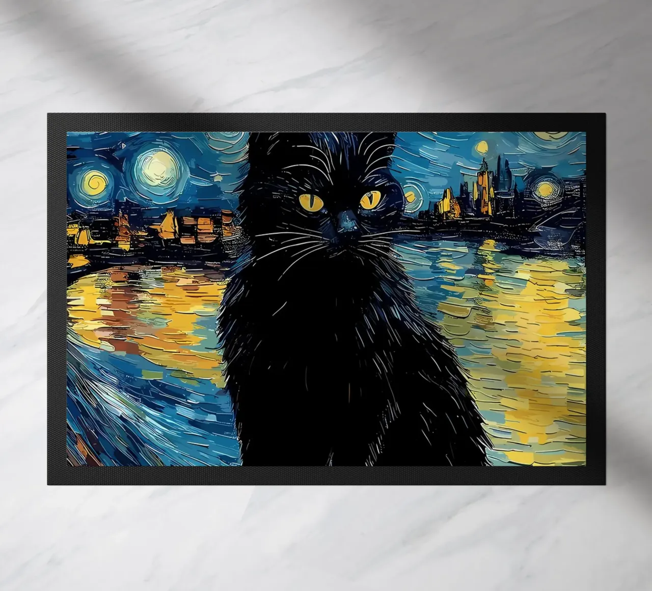 Gatto Notte Stellata zerbino da Adrian Patel