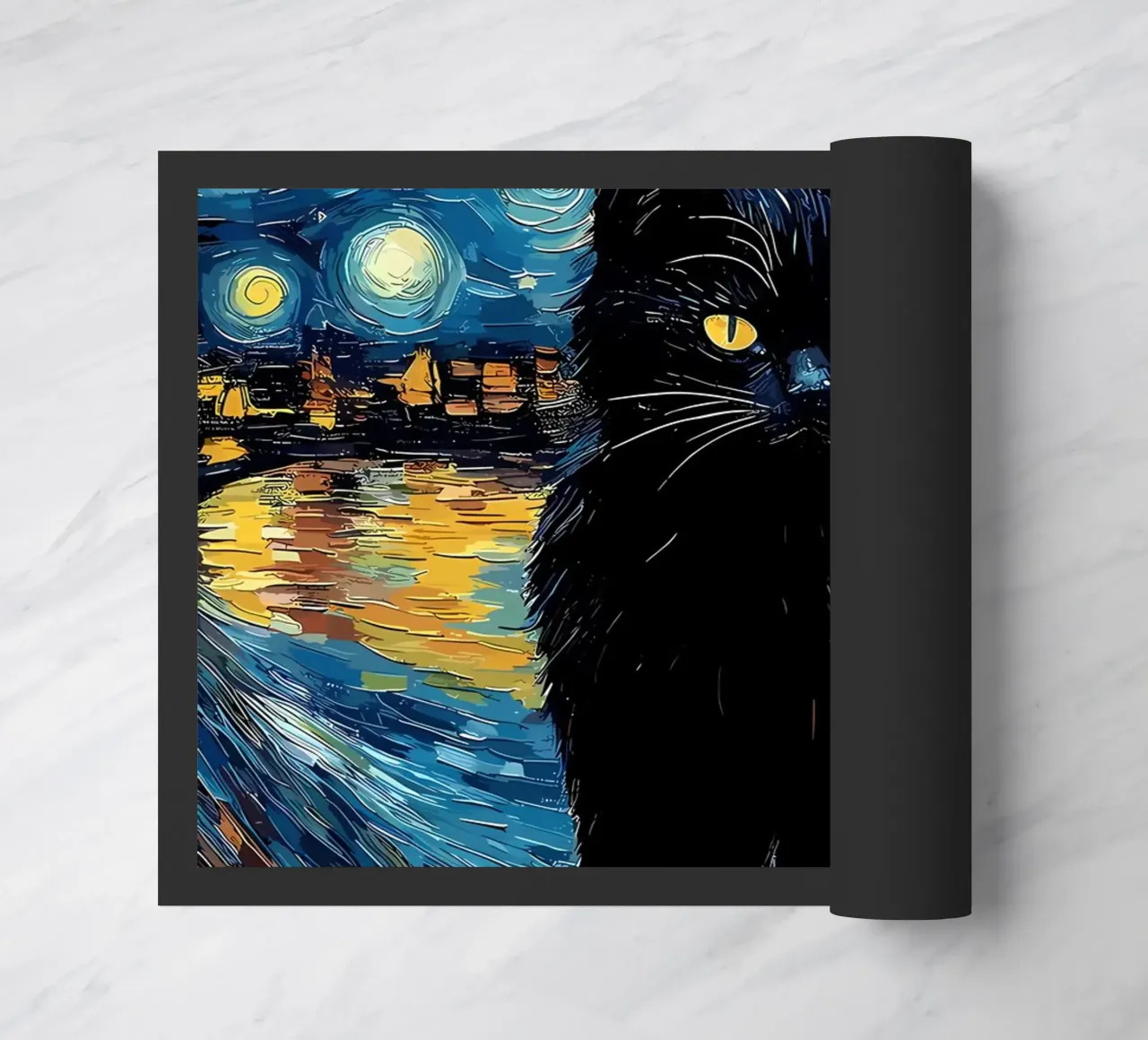 Gatto Notte Stellata zerbino da Adrian Patel