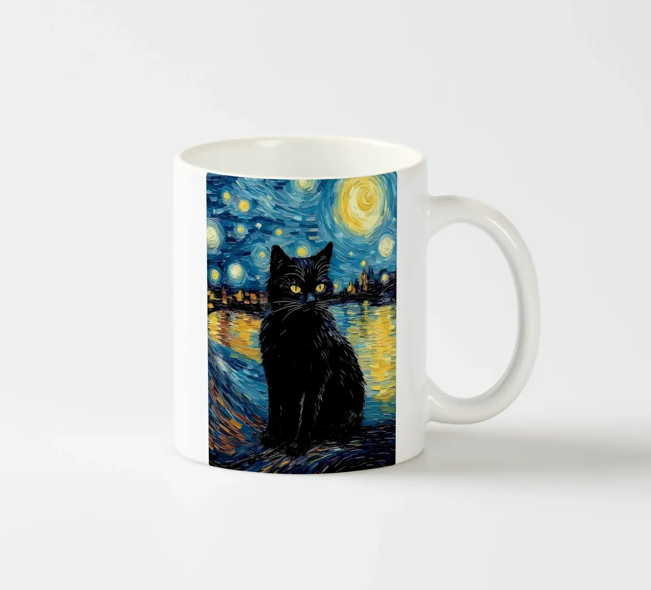 Gatto Notte Stellata tazza in ceramica da Adrian Patel