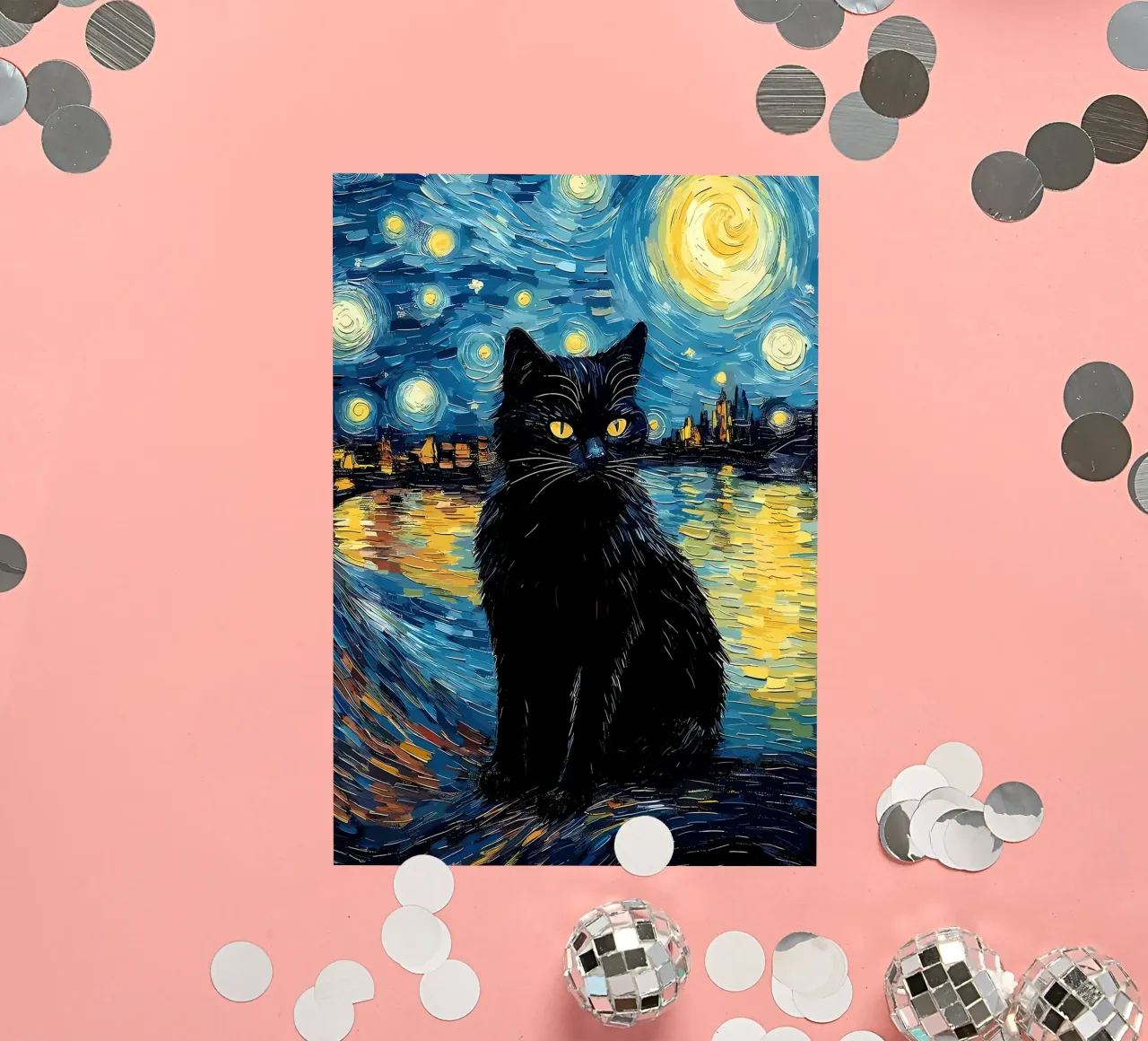 Cat Starry Night sticker by Adrian Patel