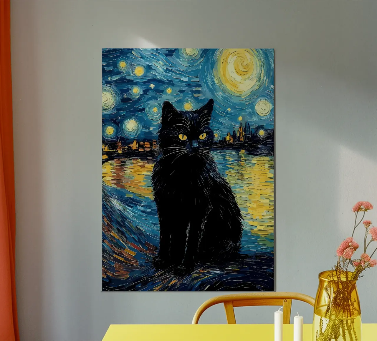 Gatto Notte Stellata carta hahnemühle da Adrian Patel