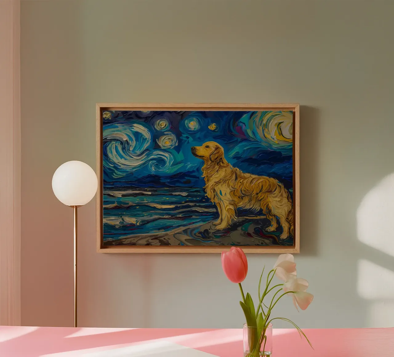 cane vangogh tela con Cornice a cassetta da Adrian Patel