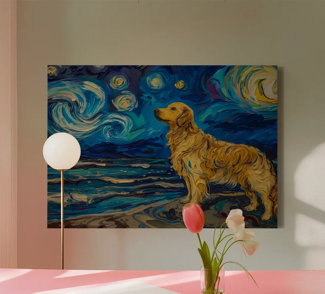 cane vangogh tela con Cornice a cassetta da Adrian Patel