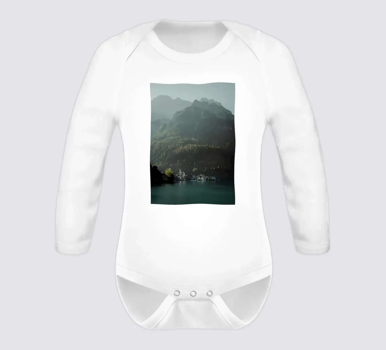 By the lake long-sleeve baby romper by Matthew Katz