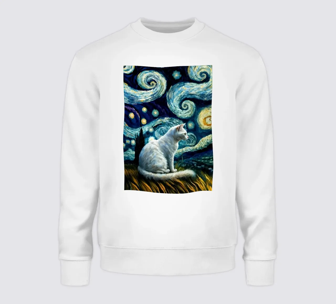 cat vangogh sweatshirt by Adrian Patel