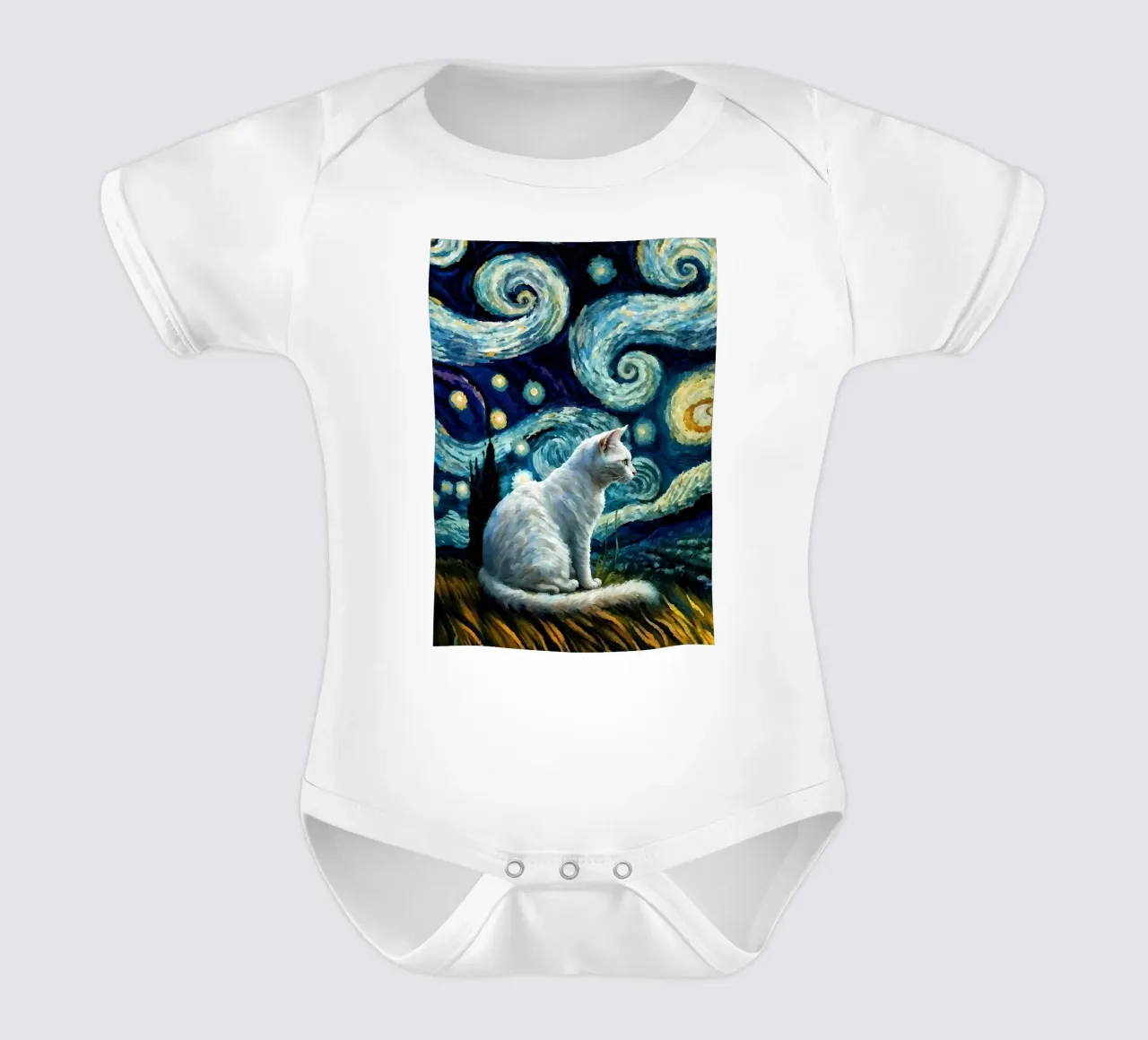 gatto vangogh body neonato maniche corte da Adrian Patel