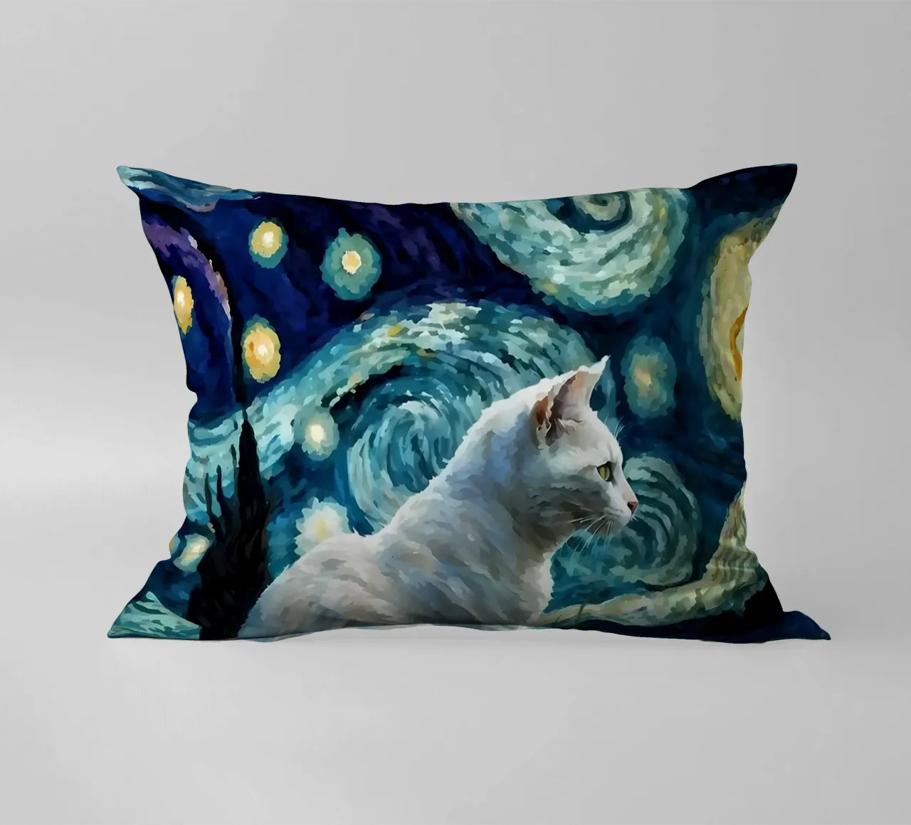 gatto vangogh cuscino da Adrian Patel