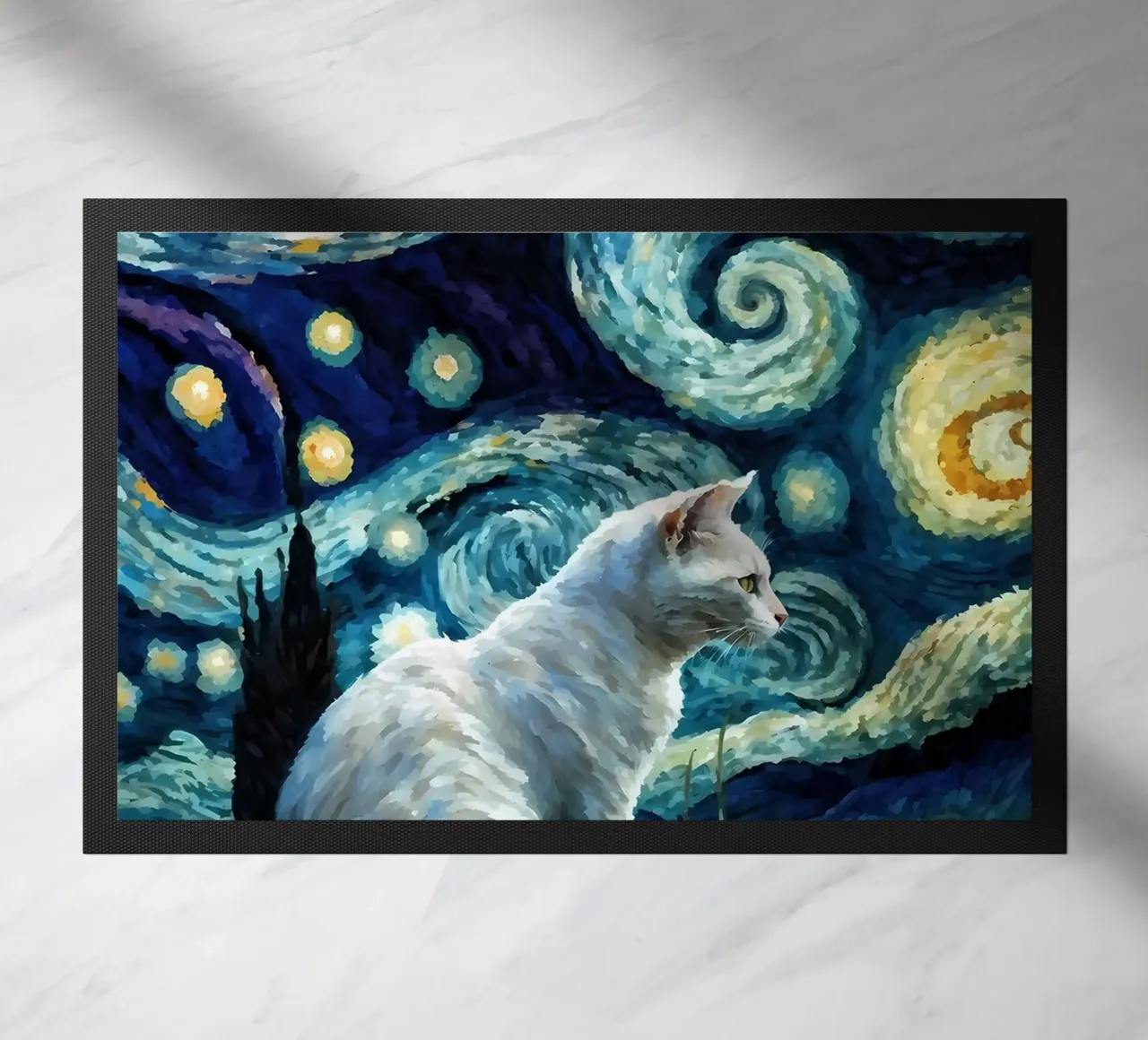 cat vangogh deurmat van Adrian Patel