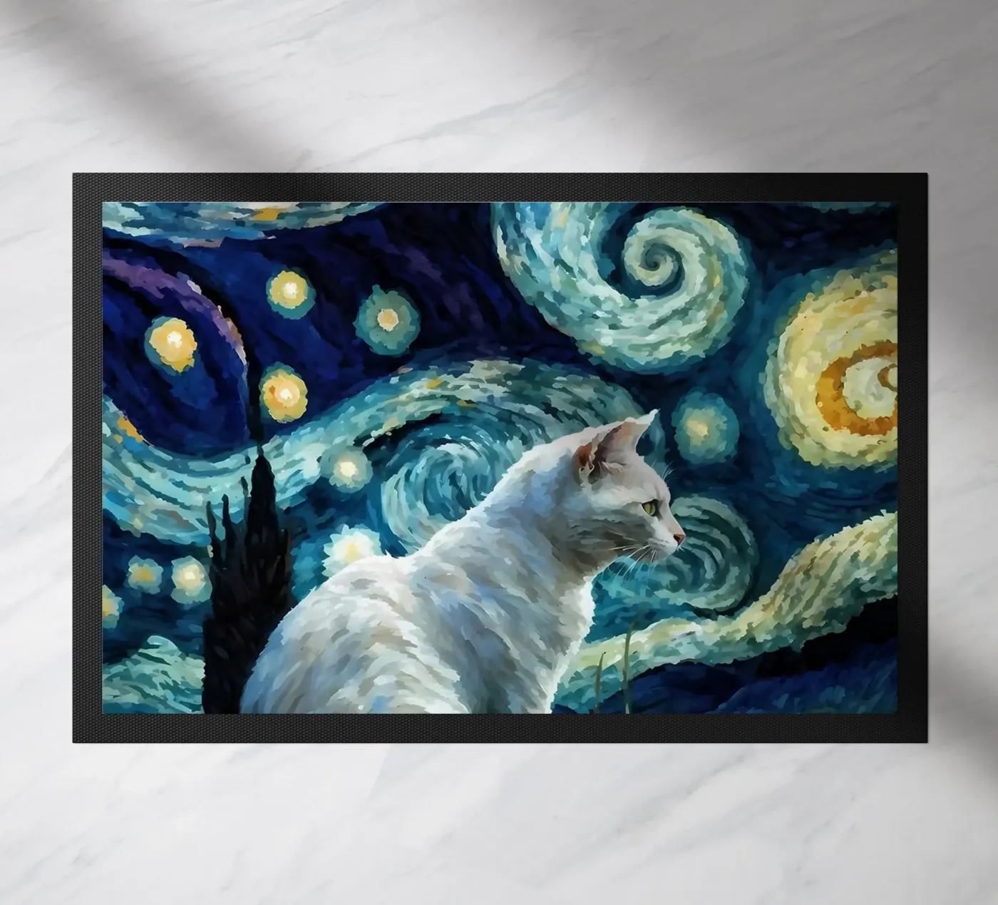 cat vangogh deurmat van Adrian Patel