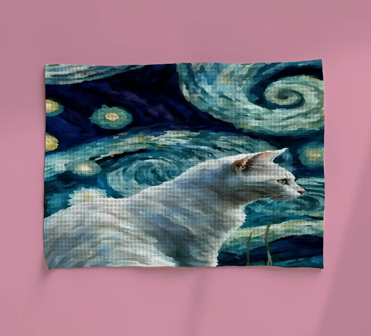 gatto vangogh canovaccio da cucina da Adrian Patel