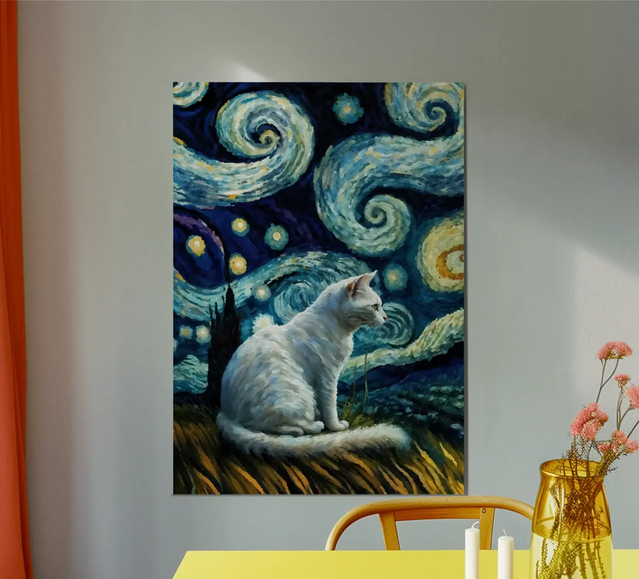 gatto vangogh alluminio dibond da Adrian Patel