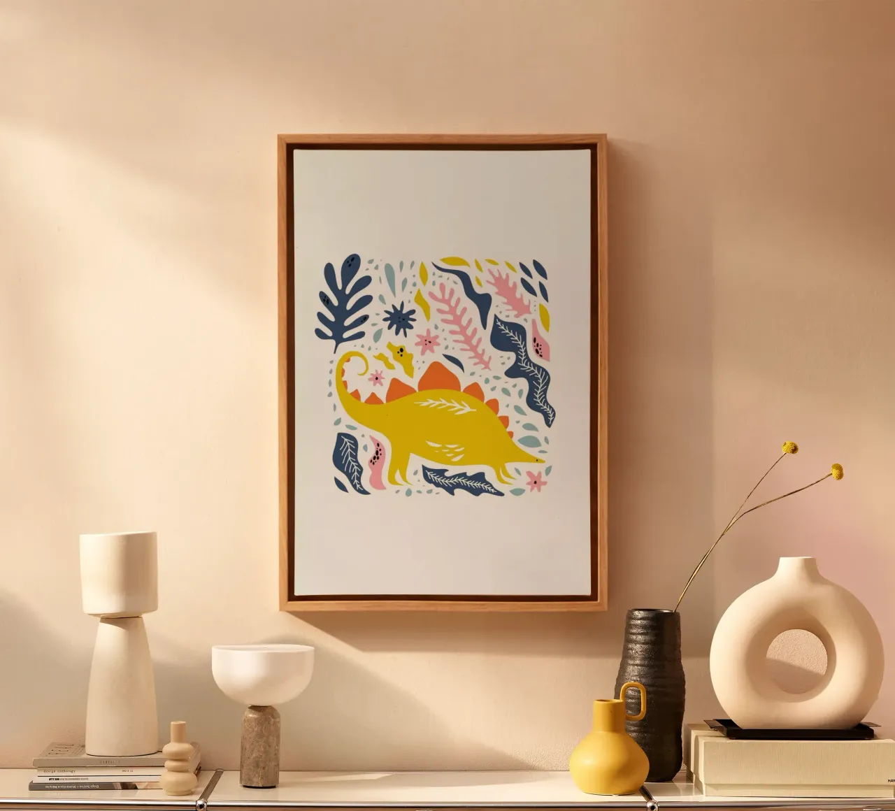 Dinosaur tela con Cornice a cassetta da Little Flourishes
