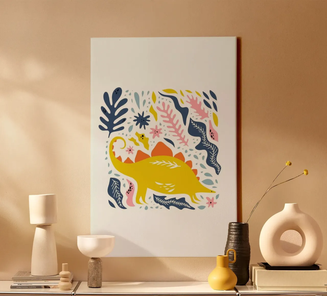 Dinosaur tela con Cornice a cassetta da Little Flourishes
