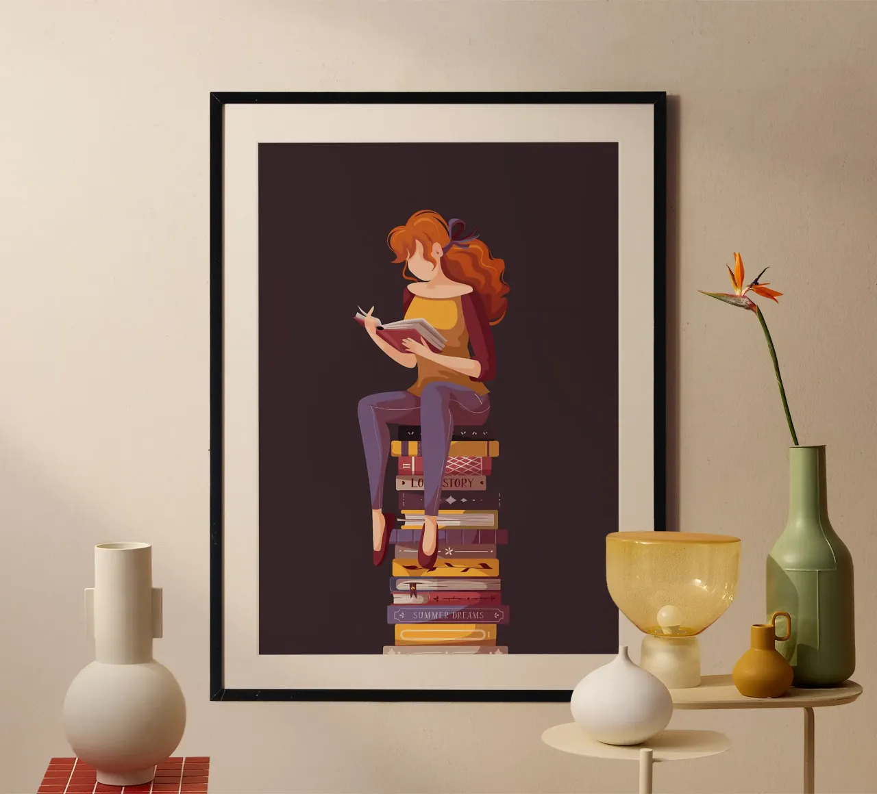 Amante dei libri poster con telaio in alluminio da Aiden Garcia