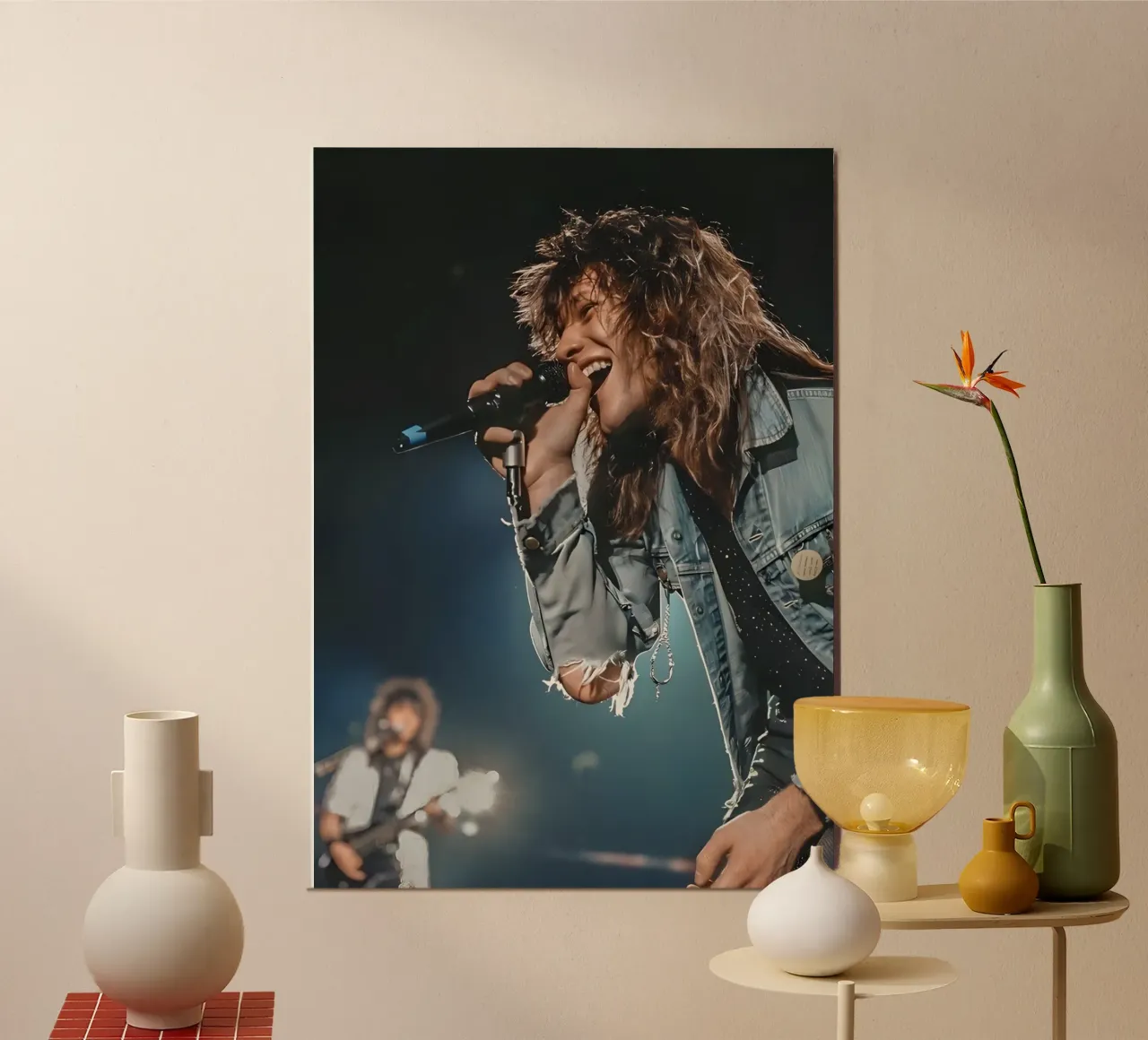 Bon jovi 80s poster con telaio in alluminio da Low poly art