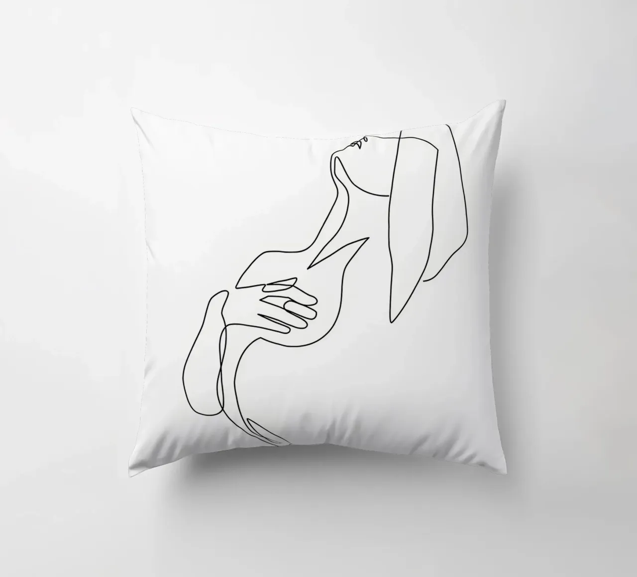 ragazza esotica one line art cuscino da Aiden Garcia