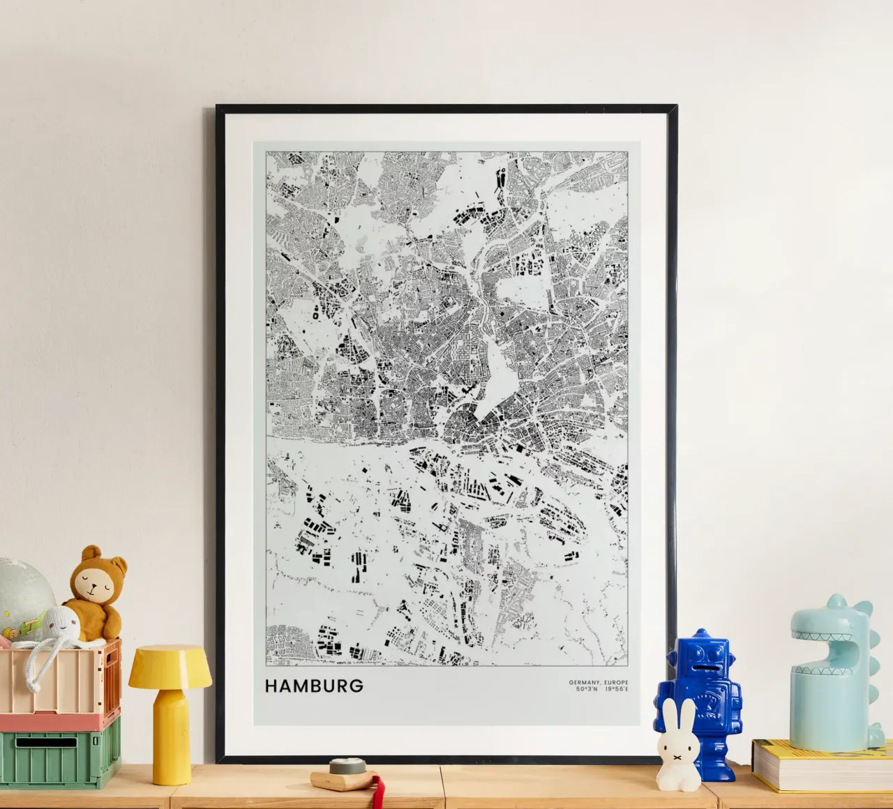 Hamburg poster con telaio in plastica da The Cartography Collection