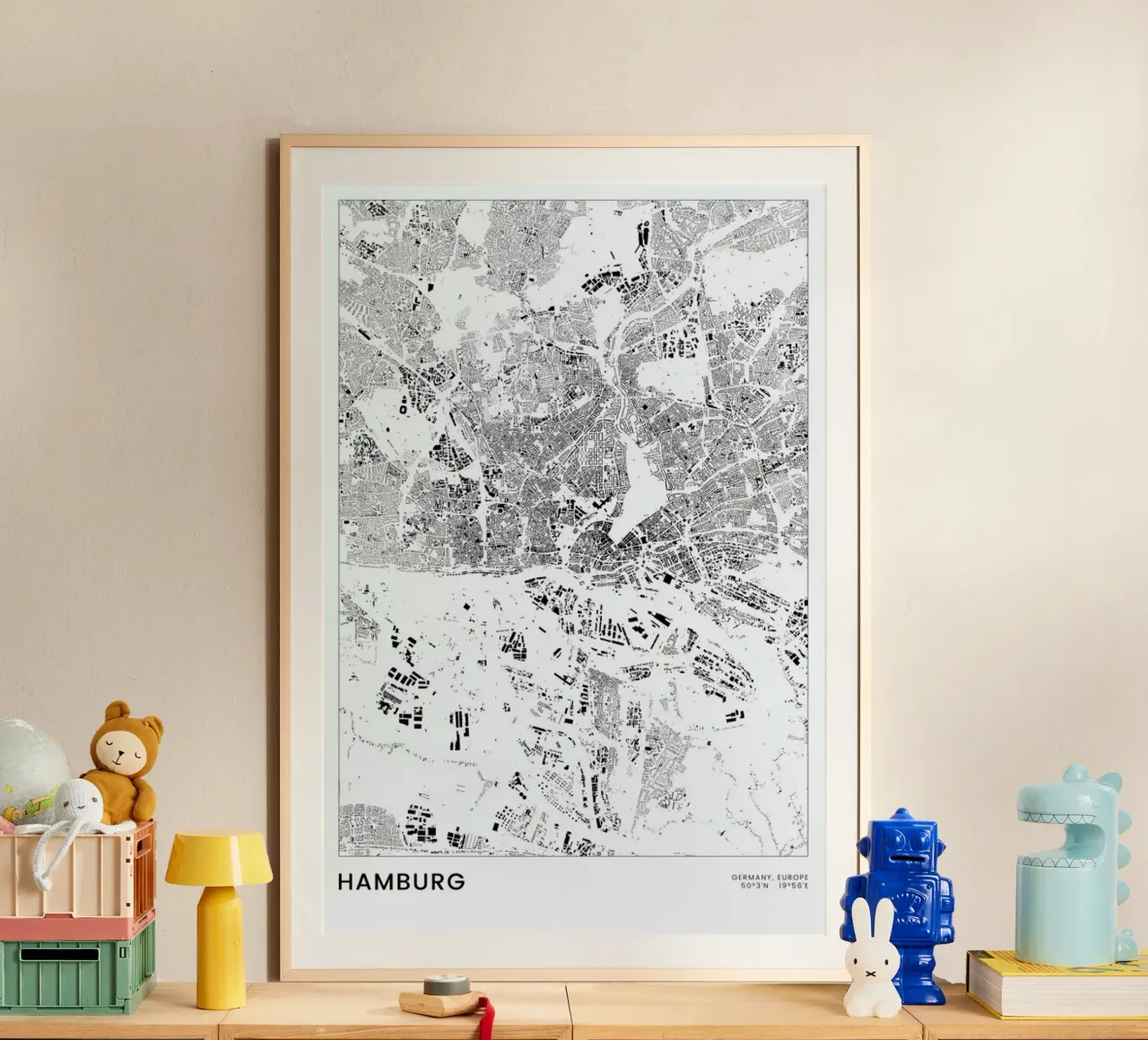 Hamburg poster con telaio in plastica da The Cartography Collection